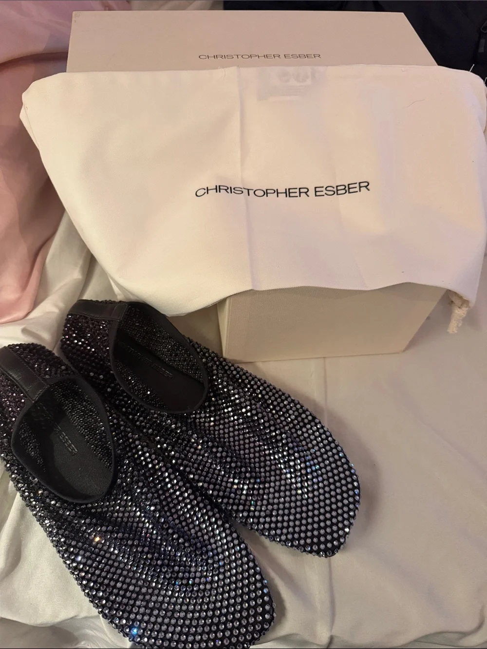 BNWT Christopher Esber Crystal Mesh Flats 38